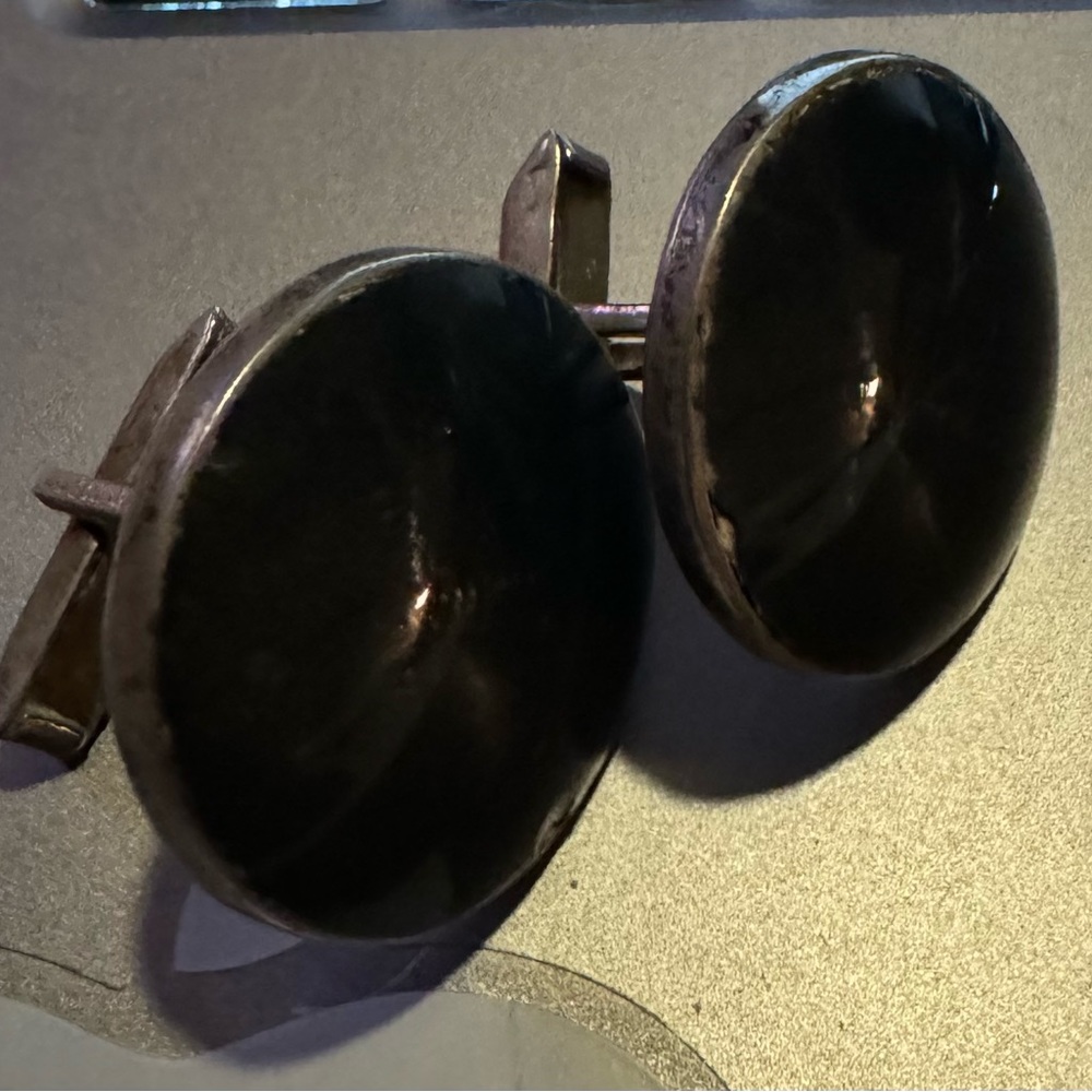 Antique onyx cufflinks on silver back